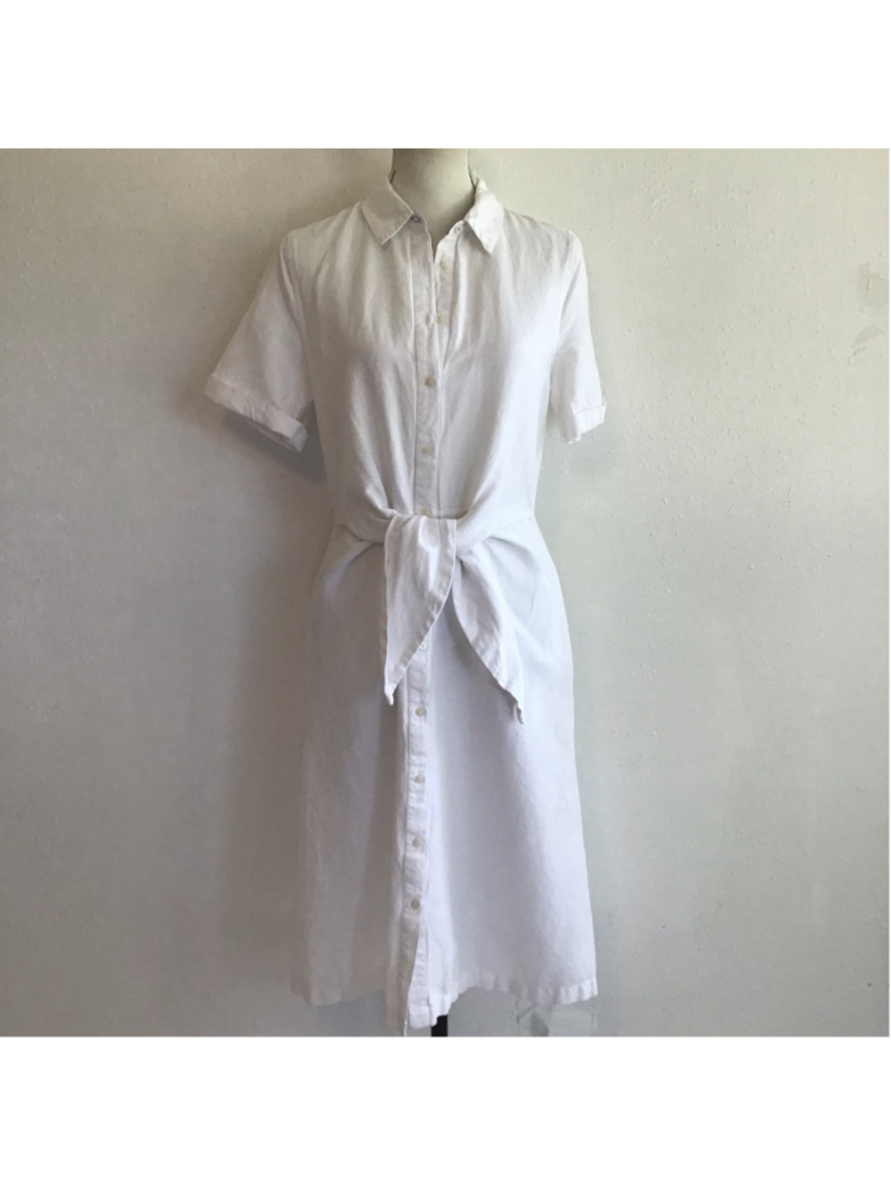 Vineyard Vines White Button-Front Midi Shirt Dress